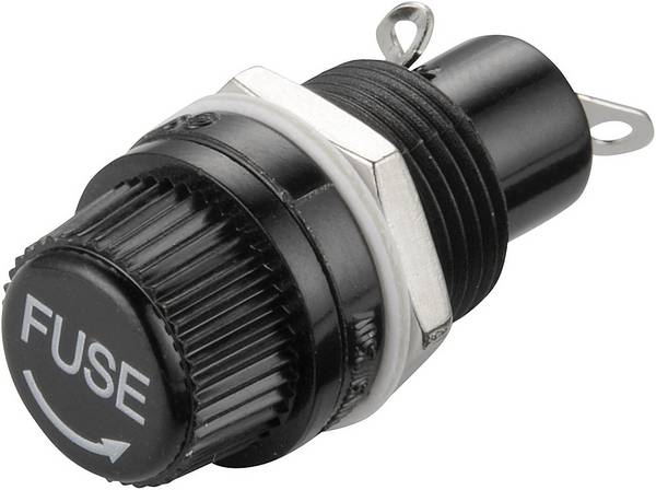 <br> TRU COMPONENTS<br> TC-R3-12<br> držák pojistky<br> <br> Vhodné pro (pojistky) pojistky 5 x 20 mm<br> 10 A<br> 250 V/AC<br> 1 ks<br> <br>