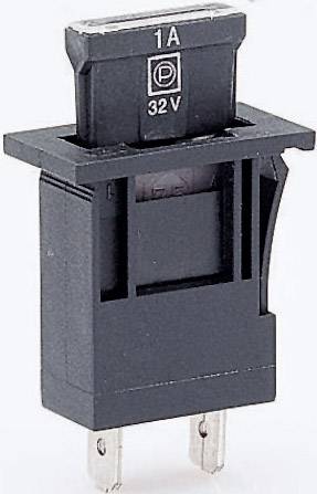 Černý elektronický jistič s potiskem '1A 32V', vhodný pro elektrické obvody.