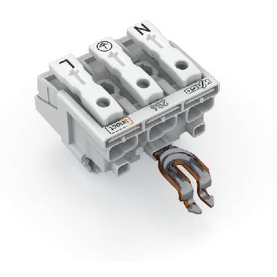 Obrázek elektrické zásuvky se třemi svorkami, označenými 1, L a N. Kabel je připojen ke svorce N.