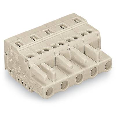Béžový pětinásobný konektorový panel desky plošných spojů se šroubovými svorkami, vhodný pro elektronické aplikace a elektrické připojení.