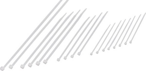 TRU COMPONENTS 1571248, stahovací pásky, 2.50 mm, 100 mm, 150 mm, 200 mm, 250 mm, přírodní, 200 ks