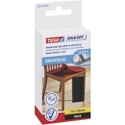 Suchý zip pro našití Tesa On&Off, 20 mm x 1 m, černá