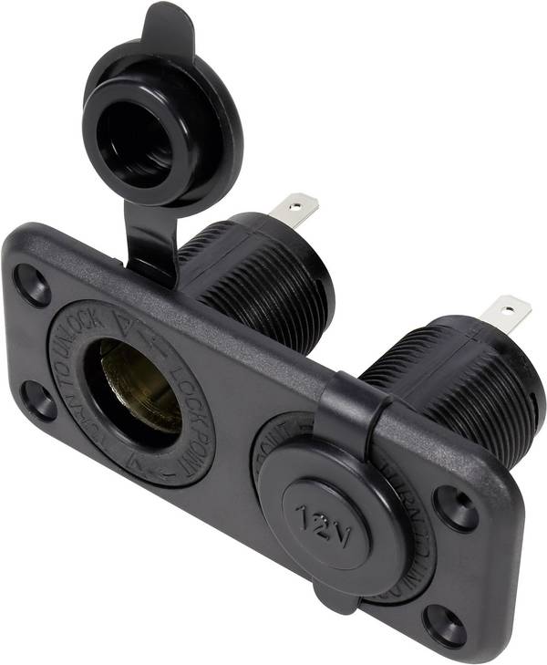 TRU COMPONENTS Dvojitá vestavná autozásuvka s ochrannou krytkou Proudová zatížitelnost (max.)=20 A   12 V/DC