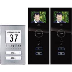 Káblový video dverový telefón m-e modern-electronics kompletný set, nerezová oceľ, čierna
