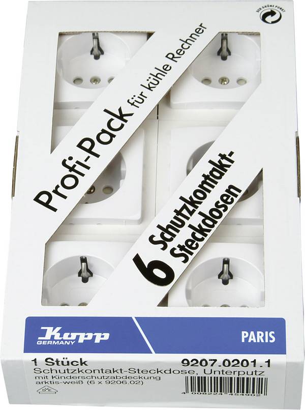 Kopp  vestavný zásuvka s ochranným kontaktem Paris bílá 920702011 6 ks