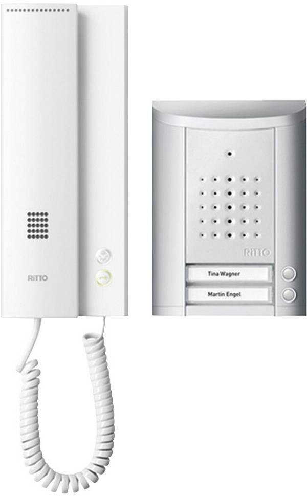 Ritto by Schneider Entravox kabelový domovní telefon kompletní sada, pro 2 rodiny, stříbrná, 1841220