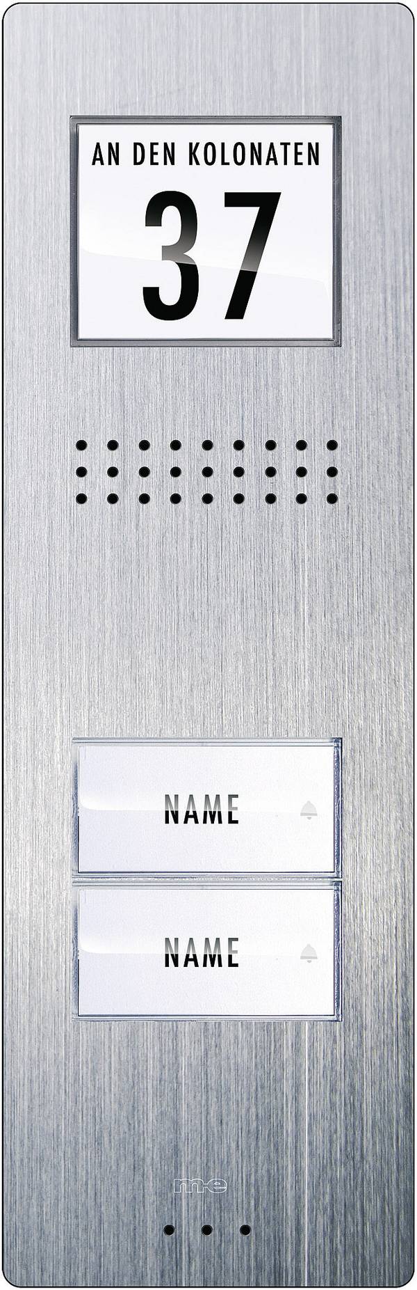 m-e modern-electronics ADV 220 kabelový domovní telefon venkovní jednotka, pro 2 rodiny, nerezová ocel, ADV 220