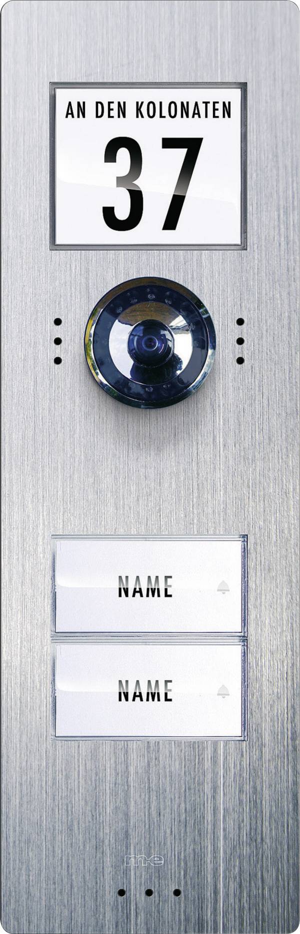kabelový domovní video telefon m-e modern-electronics, VDV 720, pro 2 rodiny, nerezová ocel, venkovní jednotka