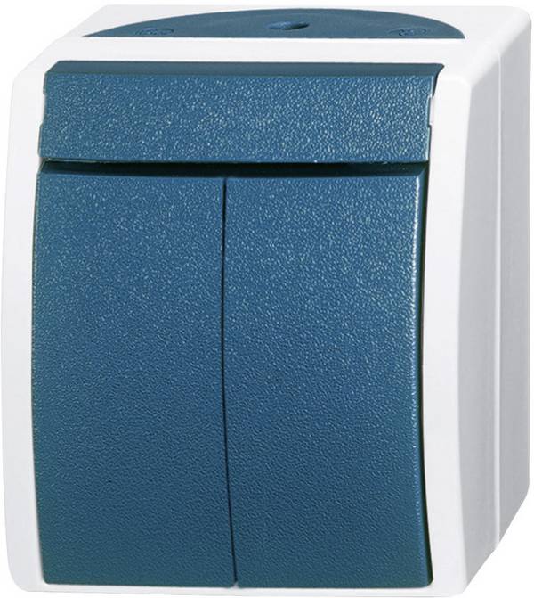 Busch-Jaeger 2601/5 W-53  spínání ve vlhkých místnostech  dvojitý vypínač Ocean na omítku modrá, zelená 1 ks