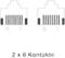 'Obrázek zobrazuje dva RJ45 konektory, každý s 8 kontakty. Text pod obrázkem: 2 x 8 kontaktů.'