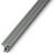 Kovová lišta pro upevnění, podlouhlá a šedá, se symetrickými hranami a středovými drážkami, vhodná pro průmyslové aplikace.