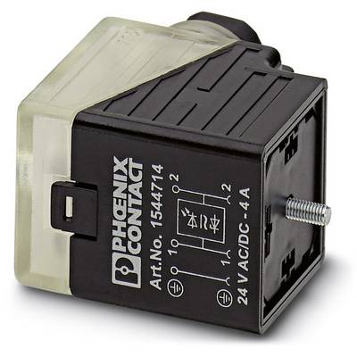 Elektronické relé od Phoenix Contact, č. výr. 1544714, 24V AC/DC, 4A, s elektrickým schématem na straně.