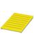 Žlutý, obdélníkový konstrukční prvek s paralelními drážkami, používaný pro organizaci kabelů nebo jako ventilační prvek v technických aplikacích.
