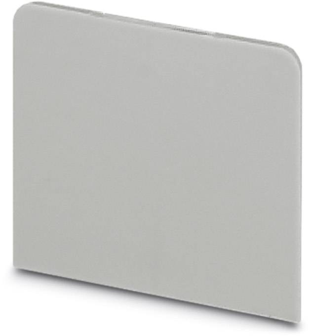 Šedý, pravoúhlý plastový kryt svorkovnice se zaoblenými rohy pro elektrické aplikace.