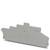 Šedý plastový díl s několika otvory a vystouplou obdélníkovou oblastí uprostřed. Má nepravidelný tvar.