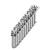 Kovové kontaktní díly uspořádané v řadě, často používané v elektronických zařízeních.