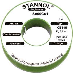 Cínová pájka PBF Sn99Cu1, Ø 1 ,5 mm, 100 g, Stannol KS115