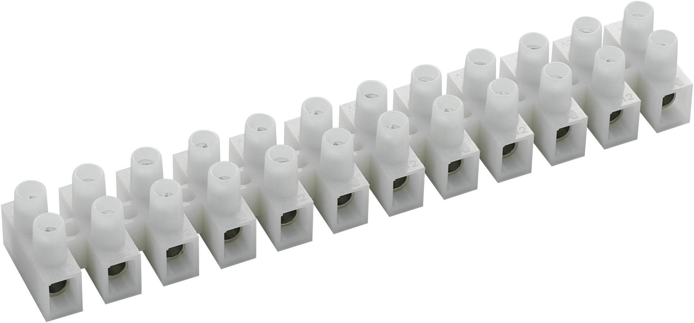 TRU COMPONENTS 589022 svítidlové svorky Pro kabel o rozměru: 2.5-6 mm² Tuhost (příčný řez): 2.5-6 mm² Pólů: 12 10 ks bílá