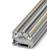Šedá elektrická svorkovnice s několika připojovacími body pro zapojení. Zobrazuje detailní profil a lištu pro upevnění.
