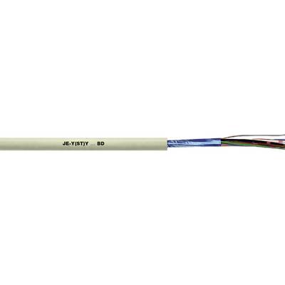 Kabel s nápisem 'JE-N(ST)Y ... BD' ukazuje několik barevných drátů vyčnívajících z izolace.