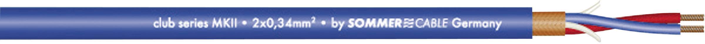 Modrý kabel s bílým nápisem: 'duotwistet Mk2 • 2x2x0,5mm² • by SOMMER CABLE Germany'.