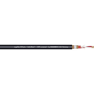Černý kabel s nápisem 'awg22 23/1p+0,20 250m' s několika odhalenými izolovanými měděnými vodiči na konci.