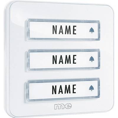Designový panel zvonku se třemi jmenovkami a symboly zvonku, bez zobrazení jmen.