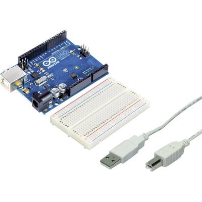 Arduino deska s nepájivým kontaktním polem a USB kabelem; Ideální pro elektronické projekty a tvorbu prototypů.