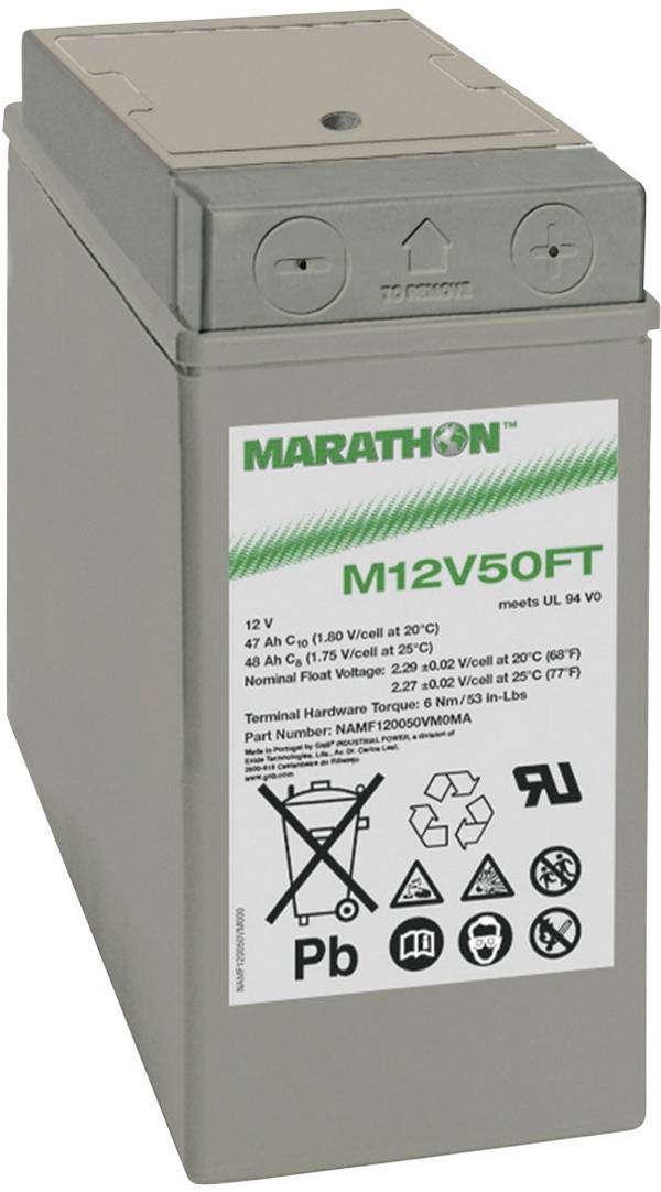GNB Marathon EXIM12V50FTV0 NAMF120050VM0FB olověný akumulátor 12 V 47 Ah olověný se skelným rounem (š x v x h) 107 x 231 x 280 mm šroubované M6 bezúdržbové