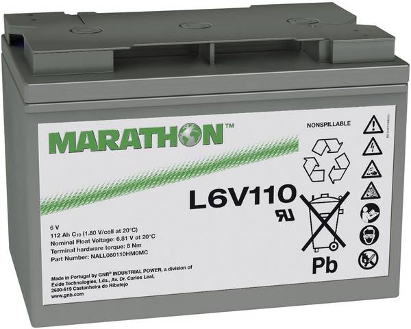 GNB Marathon L6V110 NALL060110HM0MC olověný akumulátor 6 V 112 Ah olověný se skelným rounem (š x v x h) 272 x 190 x 166 mm šroubované M8 bezúdržbové