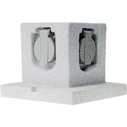 Záhradná zásuvka Smartwares Stone GL40, kamenná sivá, 4-násobný
