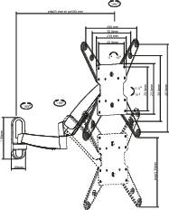 Průmyslový robot pracující u stroje. Nákres ukazuje robotické rameno s úchopným mechanismem, které provádí přesné pohyby.