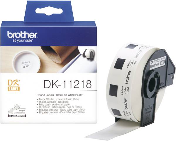 Brother DK-11218 etikety v roli Ø 24 mm papír bílá 1000 ks trvalé DK11218 univerzální etikety