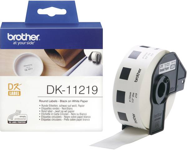 Brother DK-11219 etikety v roli Ø 12 mm papír bílá 1200 ks trvalé DK11219 univerzální etikety