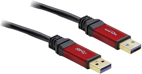 Delock USB kabel USB 3.2 Gen1 USB-A zástrčka, USB-A zástrčka 2.00 m červená, černá pozlacené kontakty, UL certifikace 82745