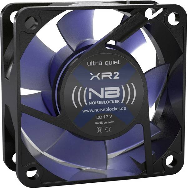 NoiseBlocker BlackSilent XR-2 PC větrák s krytem černá, modrá (transparentní) (š x v x h) 60 x 60 x 25 mm