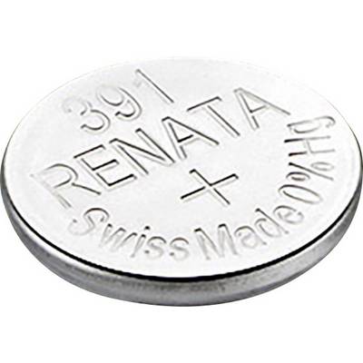 Knoflíková baterie s nápisem 391 RENATA, Swiss Made, 0% Hg.