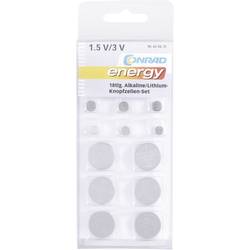 Sada alkalických/lithiových knoflíkových baterií, 18 ks, SZ-AGCR18BT