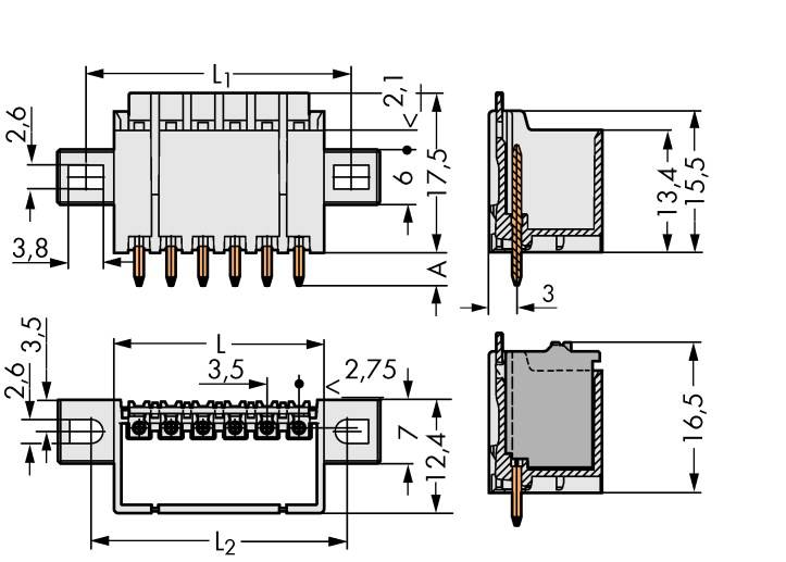 WAGO 2091 konektor do DPS 10, rozteč 3.50 mm, 2091-1410/005-000, 100 ks