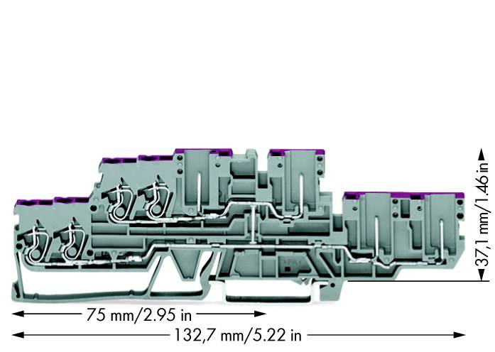 WAGO 870-138 dvojitá průchodková svorka 5 mm pružinová svorka osazení: L šedá 40 ks Package