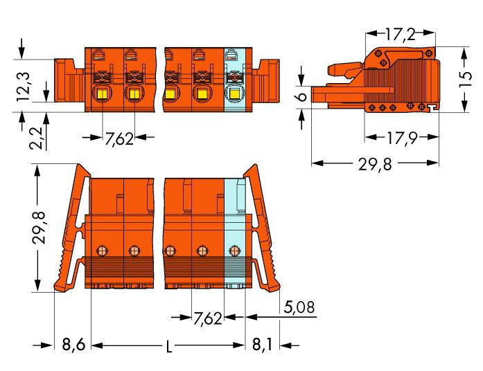 WAGO 2231 zásuvkový konektor na kabel 10, rozteč 7.62 mm, 2231-710/037-000, 25 ks