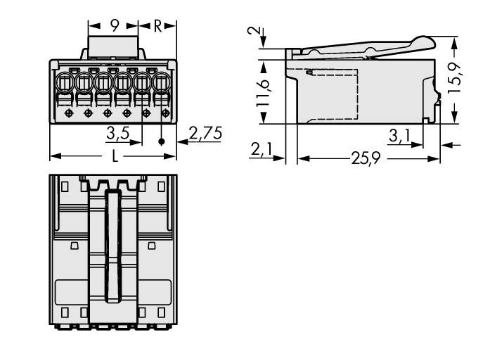 WAGO 2091 konektor do DPS 2, rozteč 3.50 mm, 2091-1522/002-000, 200 ks