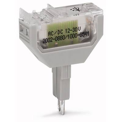 Šedý, průhledný elektrický konektor s nápisem 'AC/DC 12-30V 2002-0880/1000-0541'.