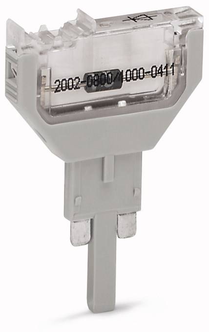 Průhledná pojistková zástrčka s černým číselným značením, určená pro použití v elektrických nebo elektronických zařízeních.