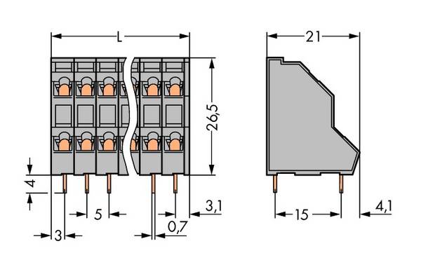 WAGO 736-107/000-016 dvojřadá svorka 0.34 mm² Pólů 14 zelená, žlutá 49 ks