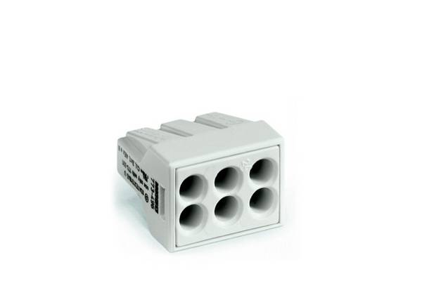krabicová svorka Tuhost (příčný řez): 0.75-2.5 mm² Pólů: 6 WAGO 500 ks světle šedá