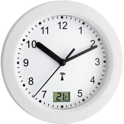 TFA Dostmann 60.3501 DCF nástěnné hodiny 17.5 cm x 5.5 cm, bílá, vhodné do koupelny / vlhkého prostoru 