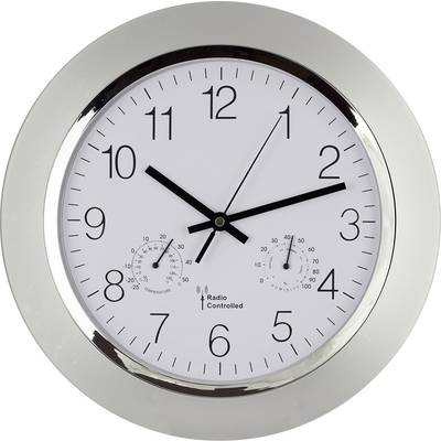 EUROTIME 56004 DCF nástěnné hodiny 34 cm x 5 cm, stříbrná