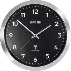 Analogové DCF nástěnné hodiny Eurochron EFWU 2601, Ø 38 cm, hliník, černá
