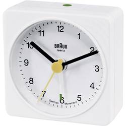 Analogový budík Quartz Braun, 66001, 56 x 56 x 31 mm, bílá